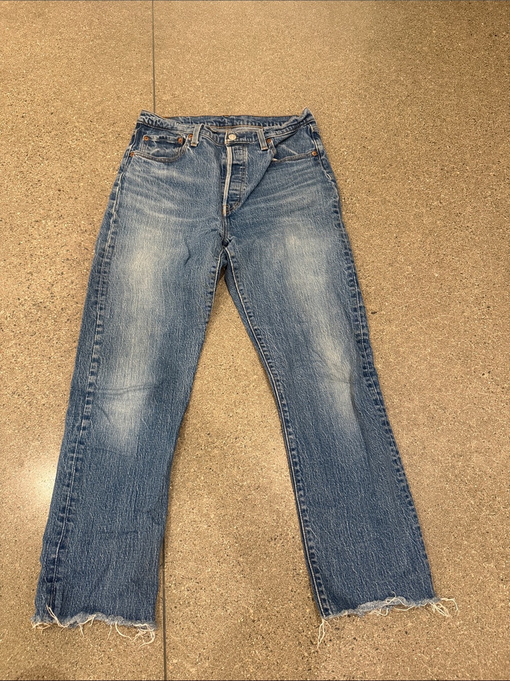 Levi's Light Blue Flare Jeans with Frayed Hem